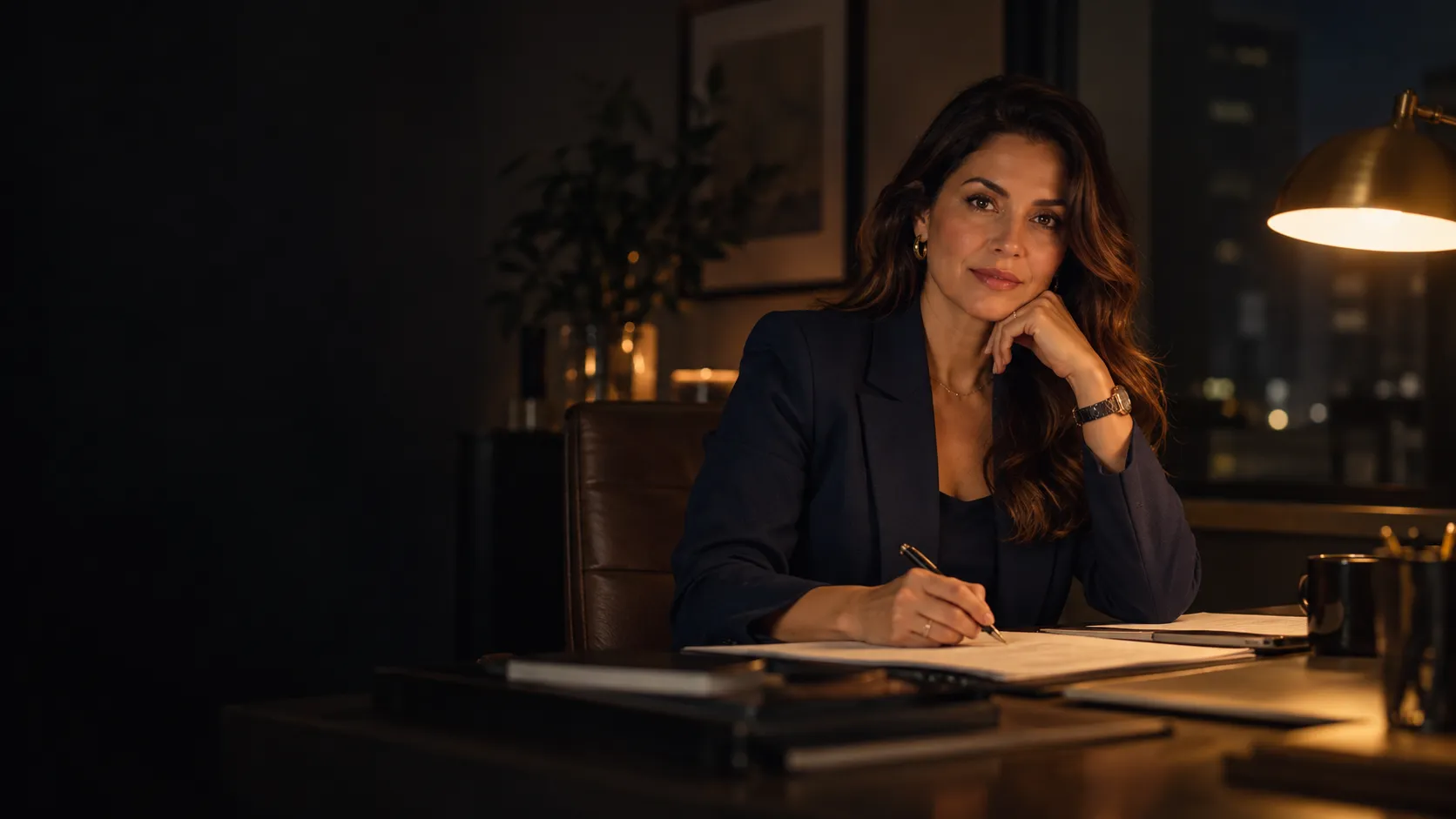 Beatriz Lacerda, advogada, no escritório dela, ao fim da tarde